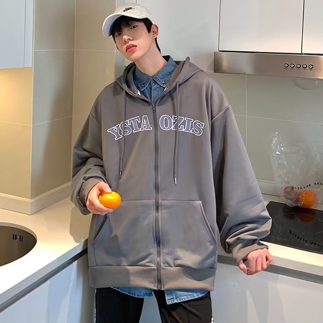 Áo Khoác nam Có Mũ Trùm áo khoác dây kéo Phối Khóa Kéo In Chữ Đơn Giản Phong Cách Hàn Quốc áo khoác hoodie Cổ Điển Thời Trang áo khoát Nam Nữ