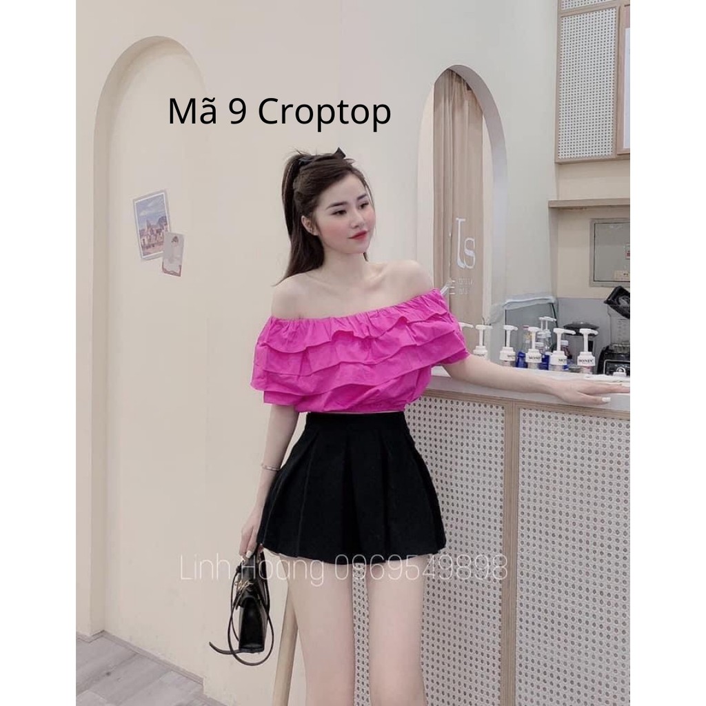 Áo Croptop Trễ Vai Thiết Kế chun bèo cực xinh