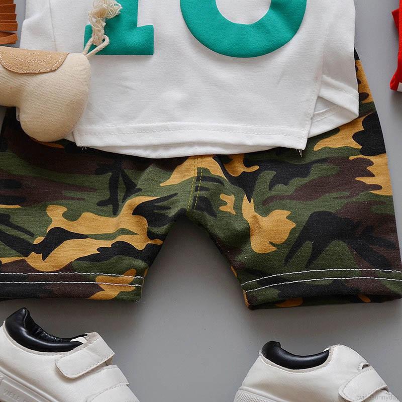 Bộ áo thun sát nách in chữ + quần ngắn cho bé trai