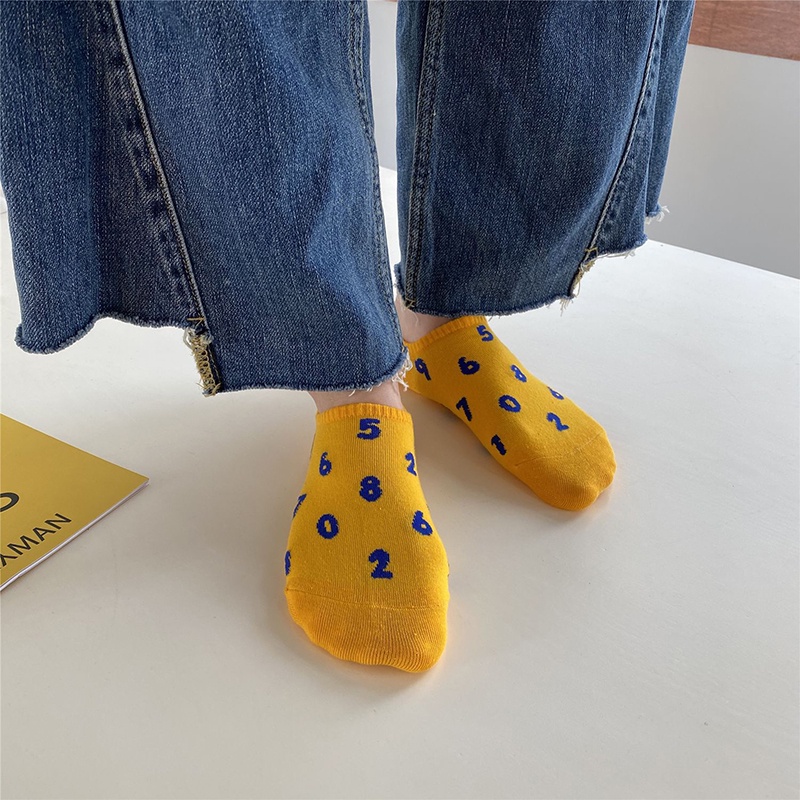 Vớ cotton chống trượt thoáng khí họa tiết số vui nhộn thời trang mùa hè cho nữ