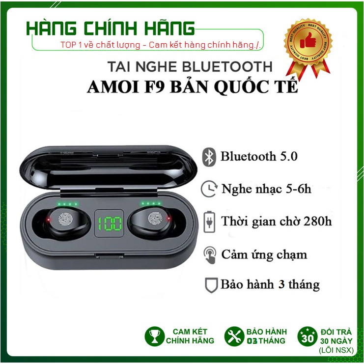 Tai nghe Amoi F9 - Bản Quốc Tế [FreeShip - Hàng Chính Hãng] Tai nghe true wireless| Nút cảm ứng| Sạc dự phòng| Pin 280h