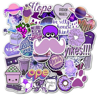 Sticker dán chống thấm nước màu tím/ miếng dán trang trí laptop, ván trượt, nón bảo hiểm,....