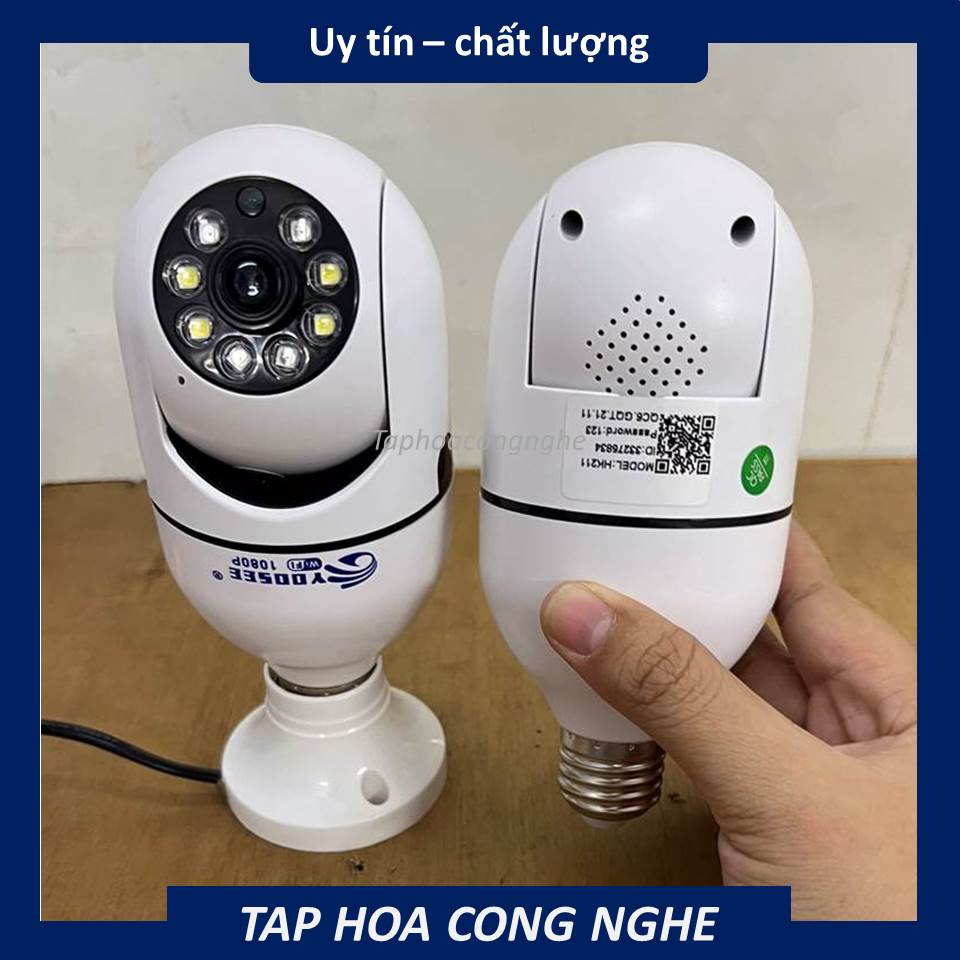 Camera wifi YOOSEE HD 1080p , kiểu dáng độc đáo, xoay 360 độ, hỗ trợ hồng ngoại và flash màu quay đêm-không cổng LAN