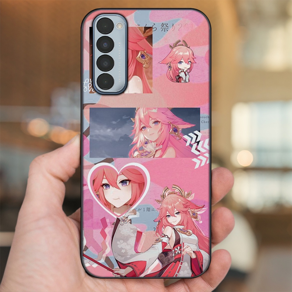 Ốp lưng Oppo Reno 4 Pro viền đen in hình Yae Miko Genshin Impact