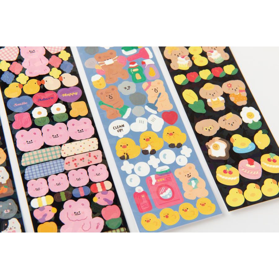 Set 9 Tấm Sticker ARTBOX Hàn Quốc Hologram Lấp Lánh Họa Tiết Dễ Thương Phong Bì Màu Xanh