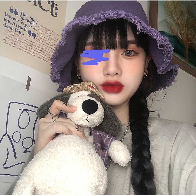 Mũ tai bèo vành rộng in chữ thời trang dành cho nữ