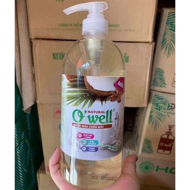 NƯỚC RỬA BÁT  ORGANIC tinh dầu QUẾ OWELL 1200ml