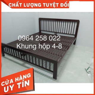 Giường sắt hộp giã gỗ cao cấp freeship TPHCM