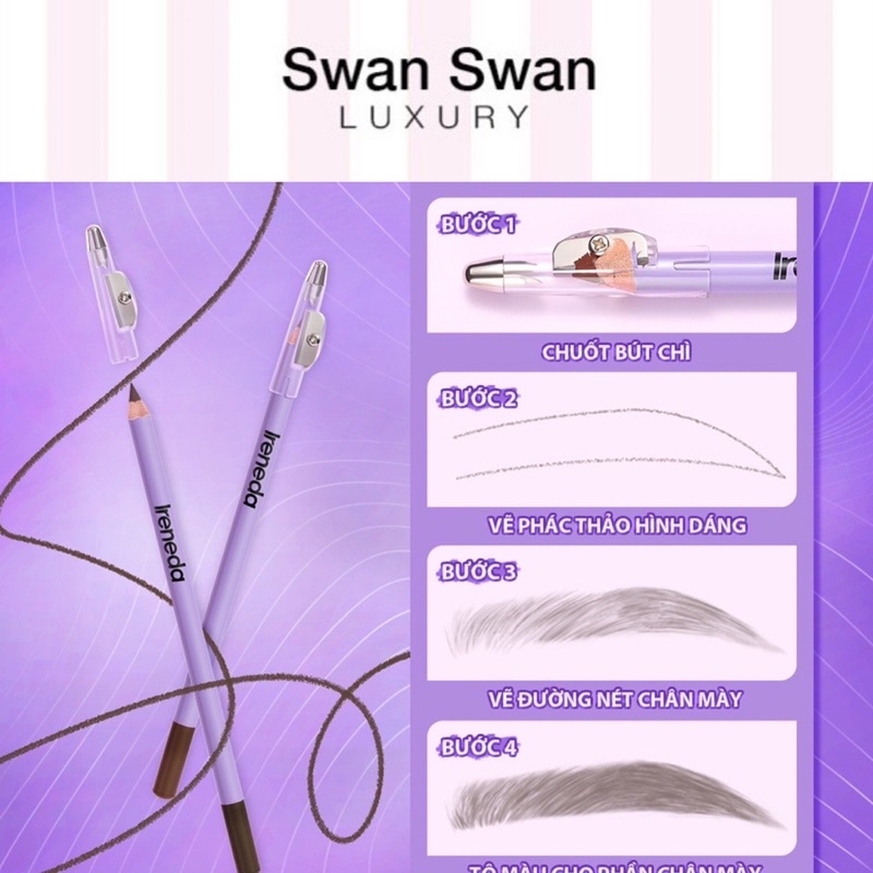 Chì Kẻ Mày Ireneda 3 In 1 Chống Thấm Nước 12H Kèm Chuốt