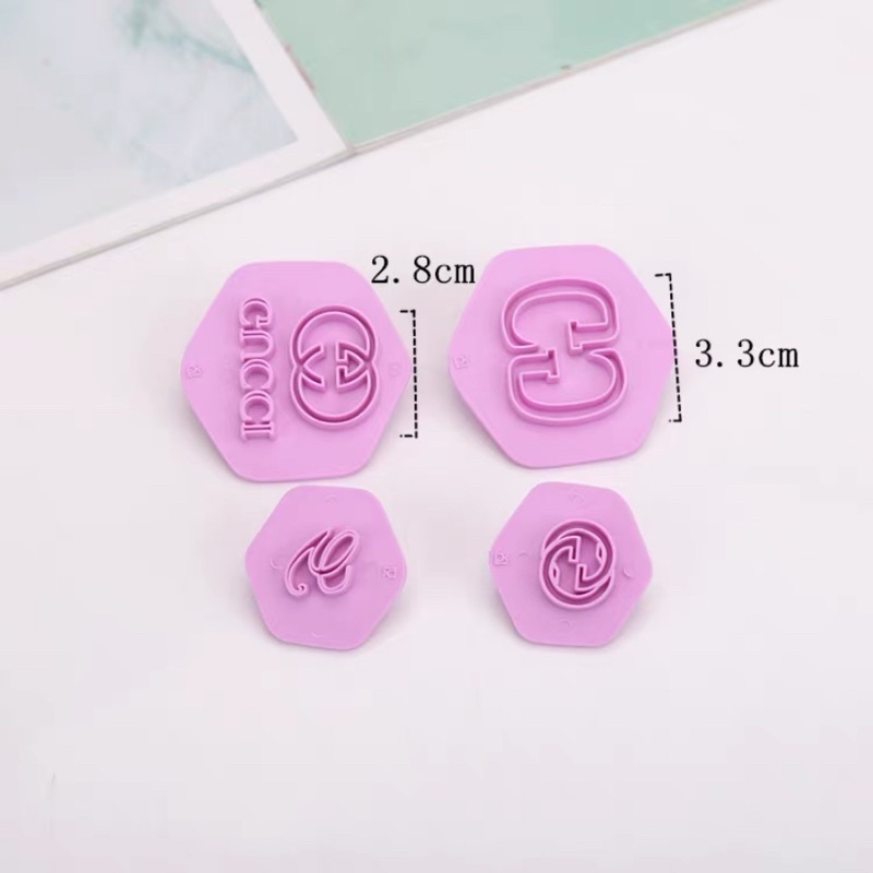 Khuôn nhấn logo thương hiệu thời trang fondant/đất sét