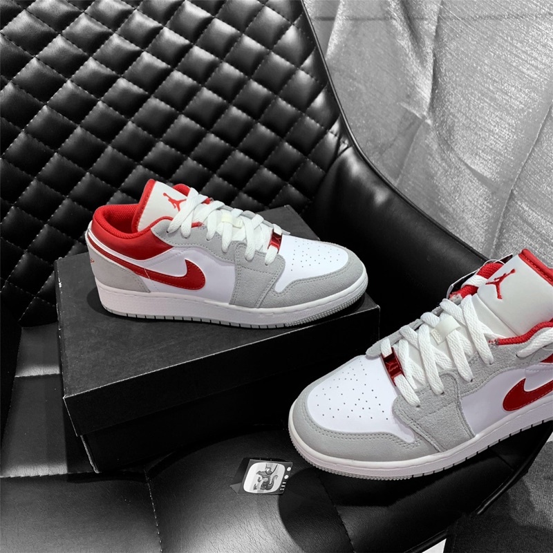 GIÀY JD1 LOW GREY RED DA LỘN LAI AU CAO CẤP