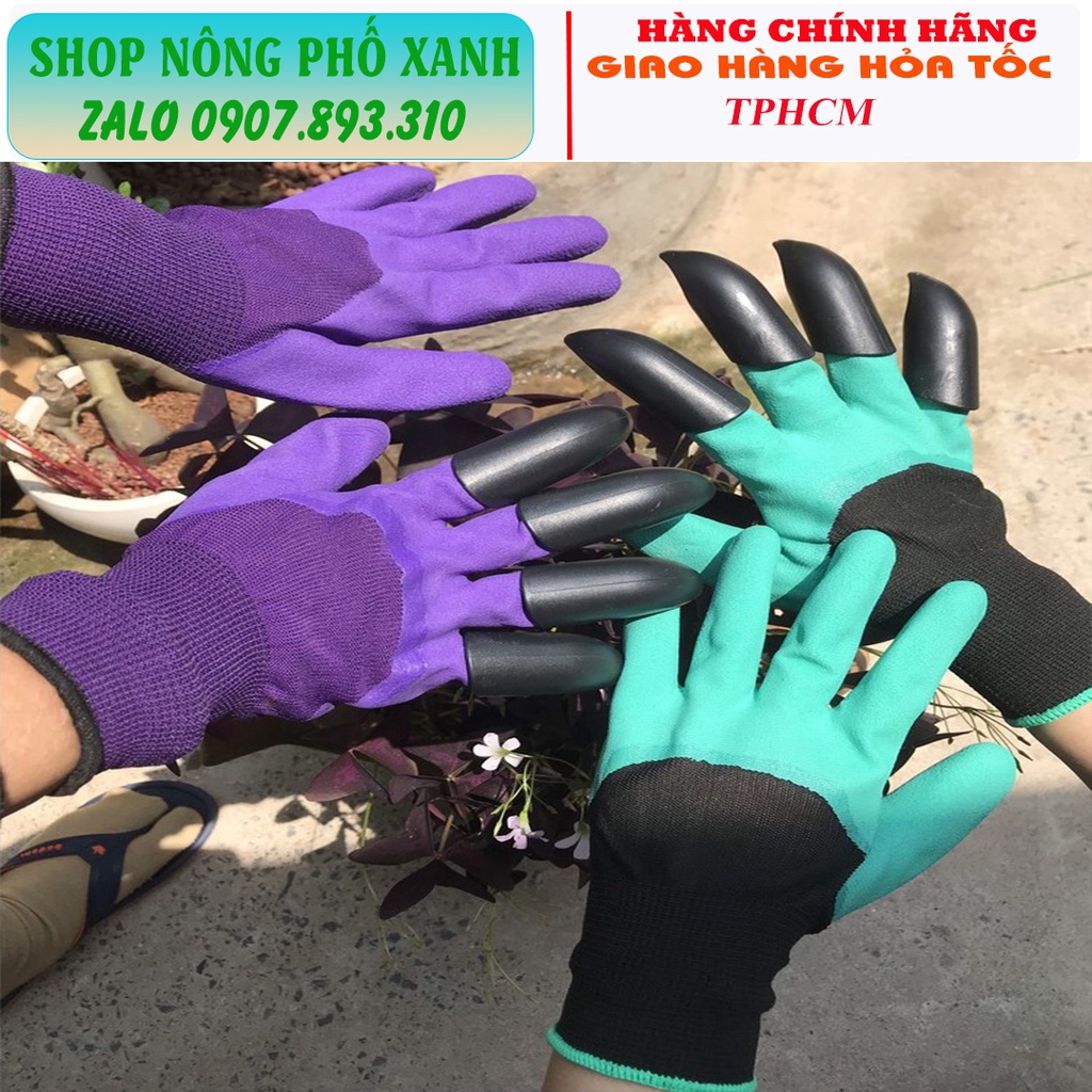 Bộ găng tay làm vườn thiết kế thông minh chống thấm nước hỗ trợ móng vuốt dùng cào xới đất FREE SIZE