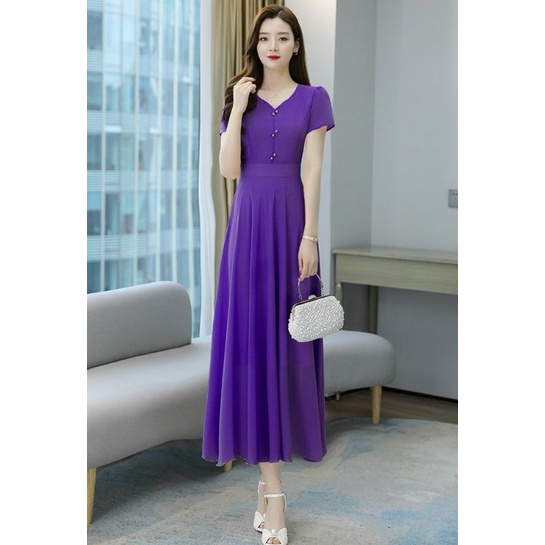 ĐẦM XÒE CỔ TIM ĐÍNH CƯỜM VÀNG 2019