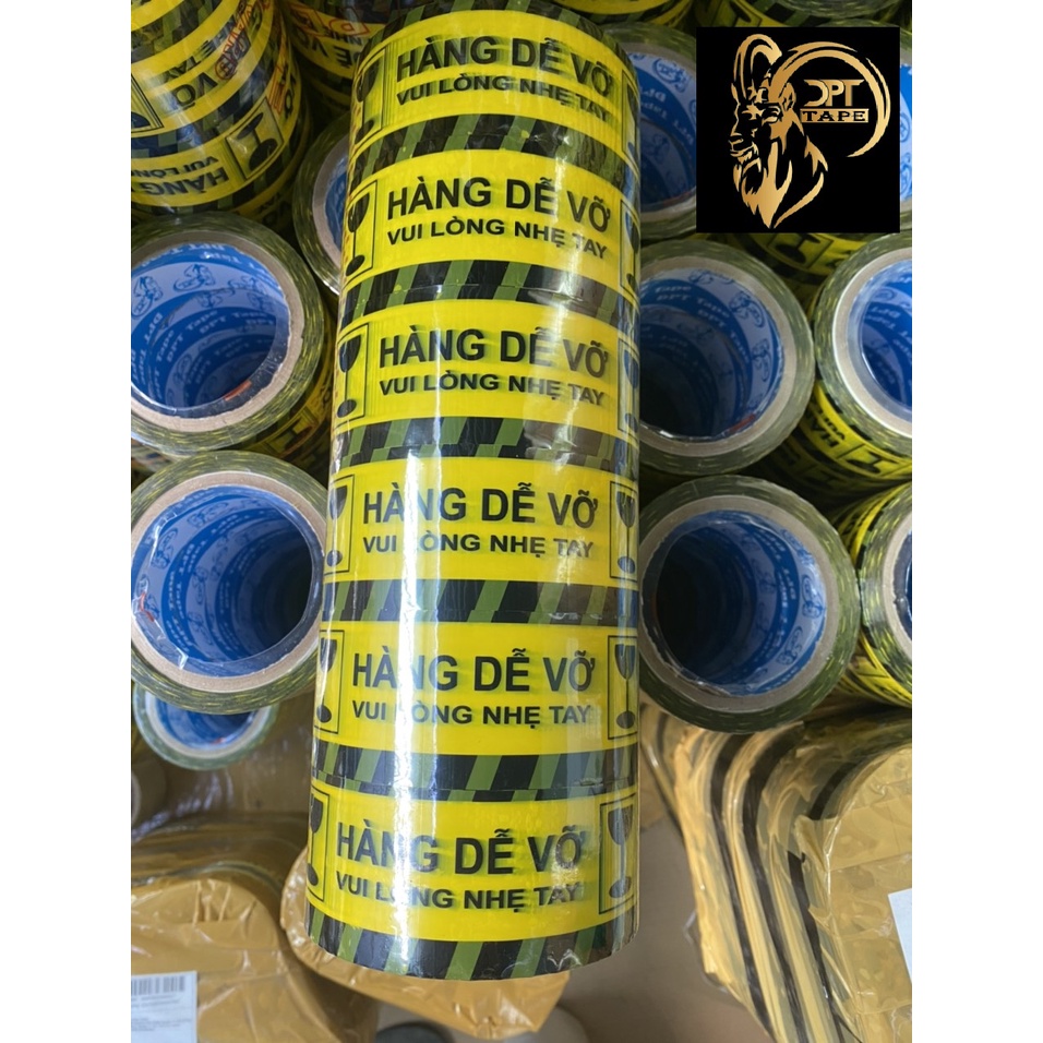Băng keo hàng dễ vỡ 100y- 1kg (6 cuộn/cây) có chữ xin vui lòng nhẹ tay lõi mỏng độ dính cao dẻo dai màng dày.!