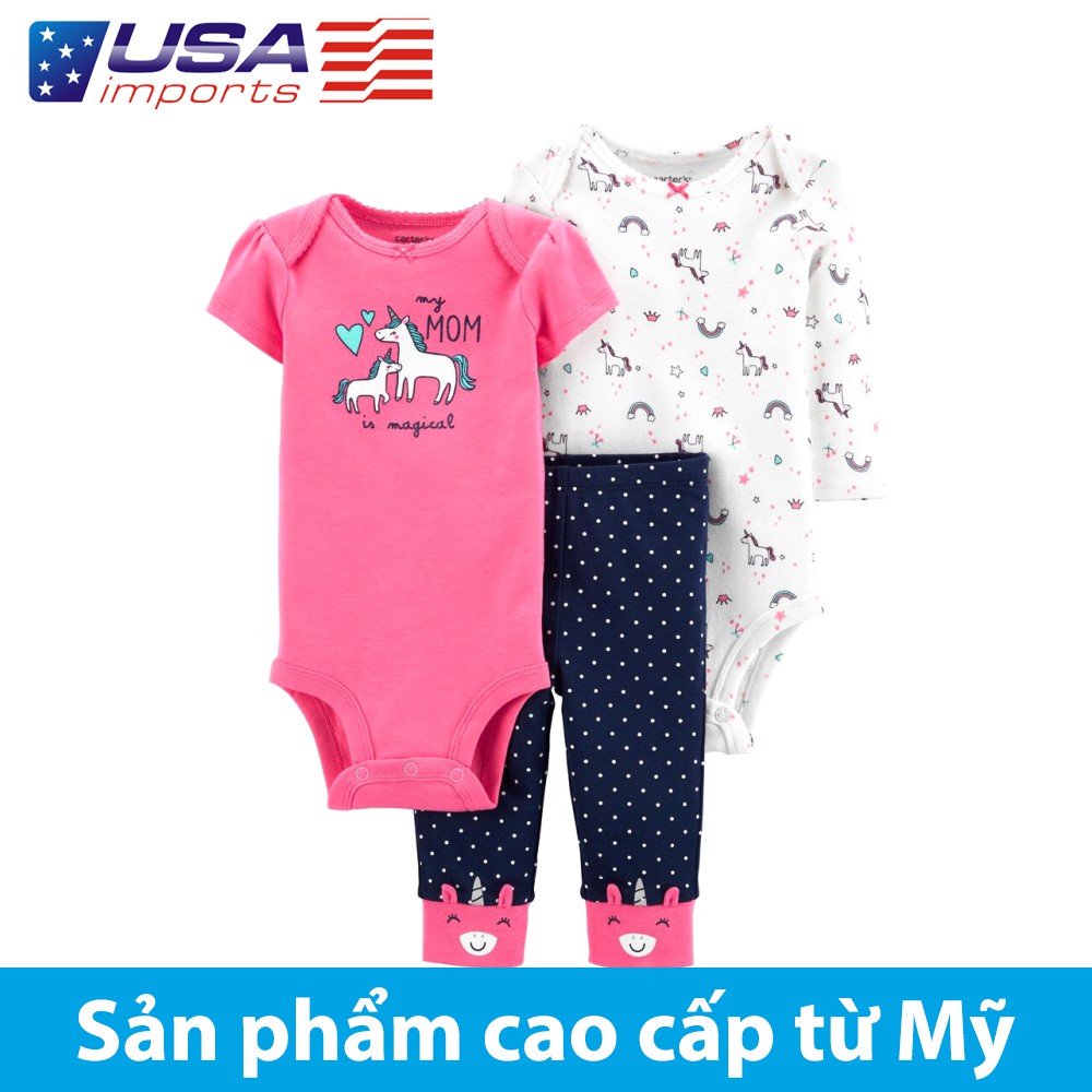 Set 3 bodysuit kèm quần Car-tờ Auth Từ Mỹ (17646610)
