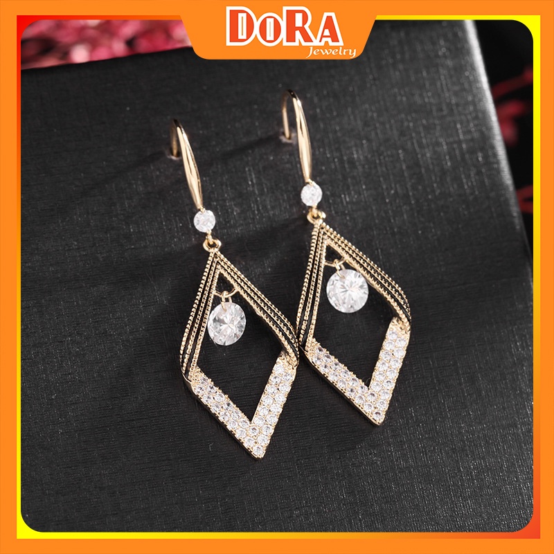 Bông tai hình thoi đính đá trẻ trung kiểu dáng xu hướng mới phong cách đơn giản thích hợp đi làm BSTKL -