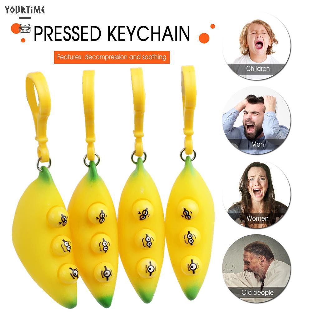 Đồ chơi Bananas Squeeze Sensory Fidget Autism Relief Stress Car Keychain Kids Toys