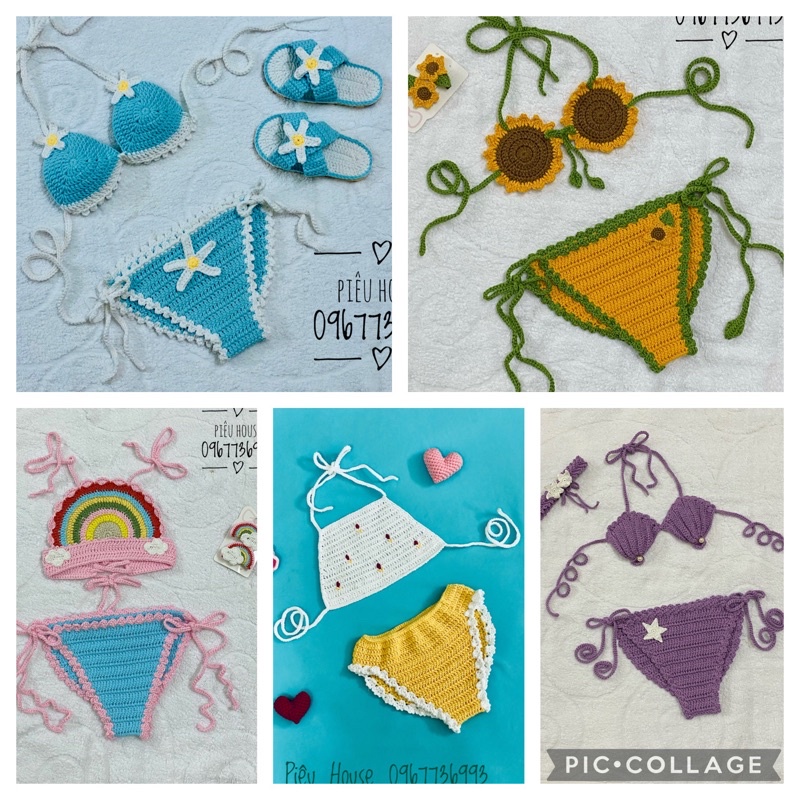 Bikini móc len 100% handmade cho bé