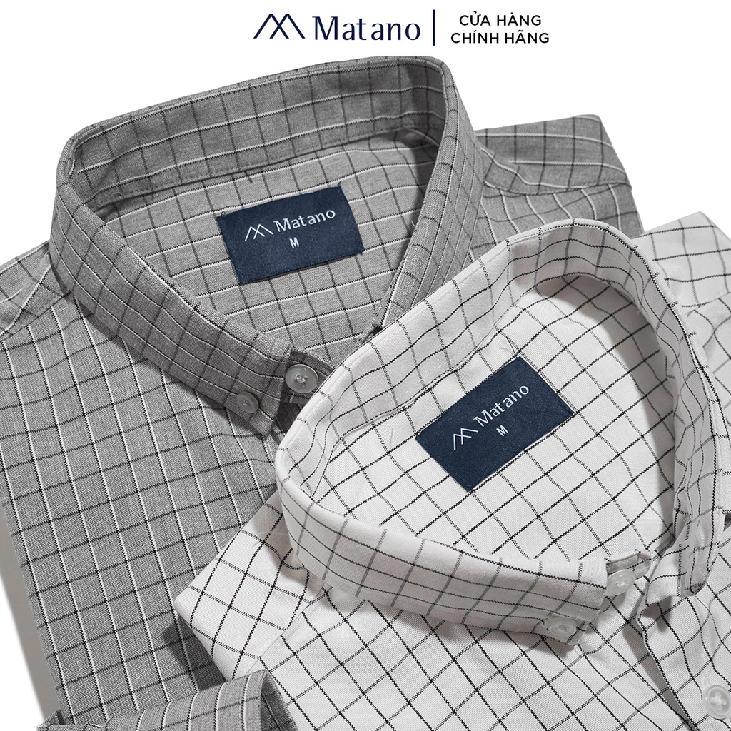 Áo Sơ Mi Kẻ Caro Nam MATANO SM073 tay dài form suông regular, vải cotton thấm mồ hôi, thoáng mát