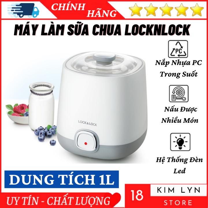 Máy làm sữa chua LocknLock 1L 20W lên men tự độngMáy ủ sữa chua siêu tiện lợi, an toàn - Bảo hành 12 tháng