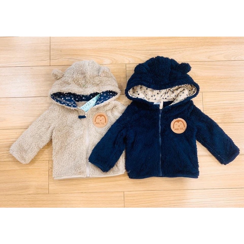 Áo khoác lông tai gấu dư xịn cho bé
