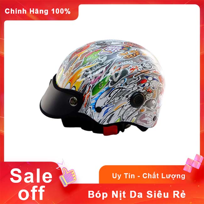 MŨ BẢO HIỂM NÓN SƠN NHÚNG CACBON HOẠ TIẾT - NÓN BẢO HIỂM NỮA ĐẦU 1/2 QUAI LÓT CÓ LOGO