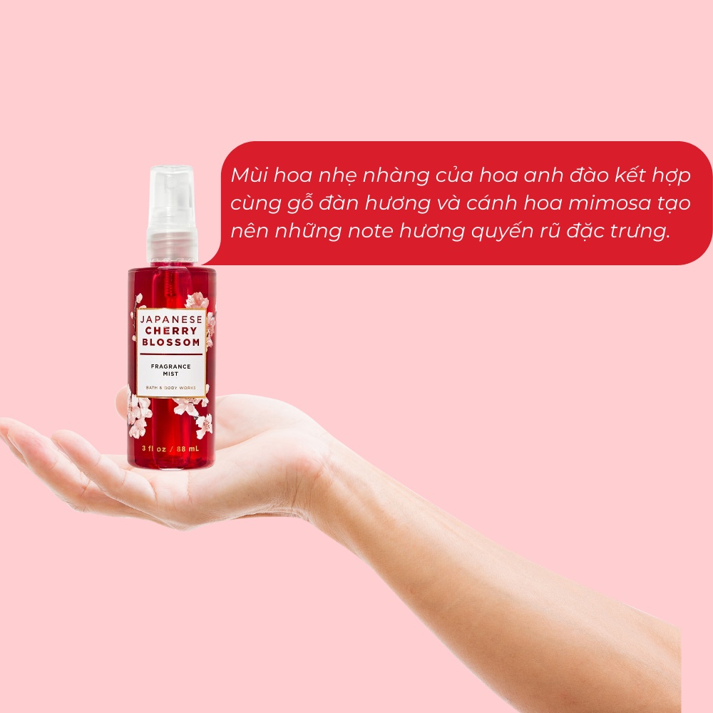 Xịt thơm toàn thân Bath & Body Works Japanese Cherry Blossom Hương Hoa Anh Đào Chai Mini 88ml