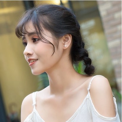 Khuyên tai bạc Ý s925 lá phong nhỏ E5844 - AROCH Jewelry