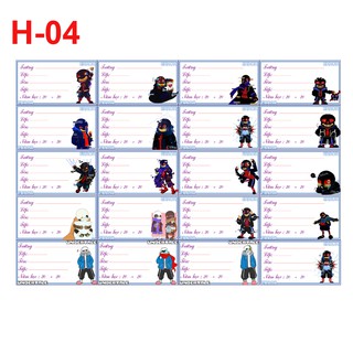 Nhãn vở sans undertale game (1 set 20 nhãn vở khác nhau)