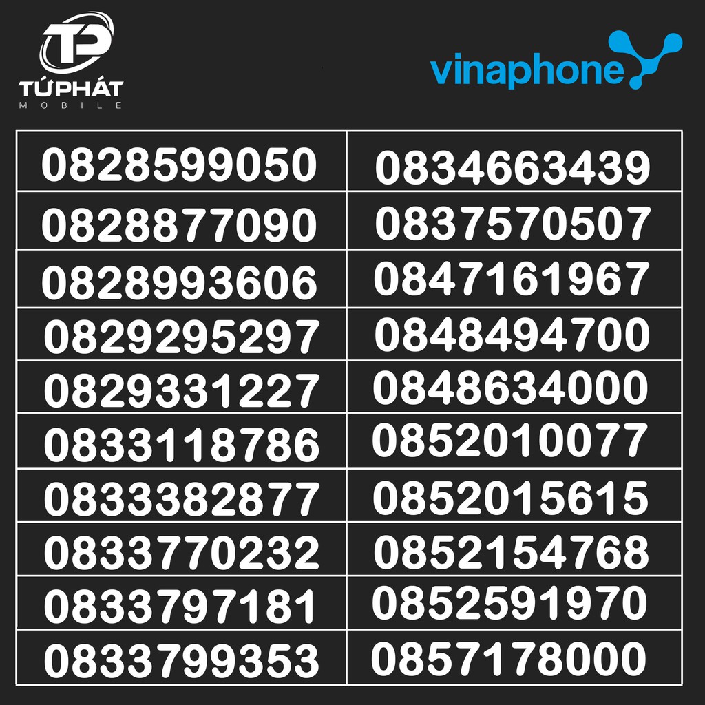 List VP51 Sim số đẹp VinaPhone đầu số ấn tượng - hợp phong thủy tại Cửa hàng Tứ Phát Mobile