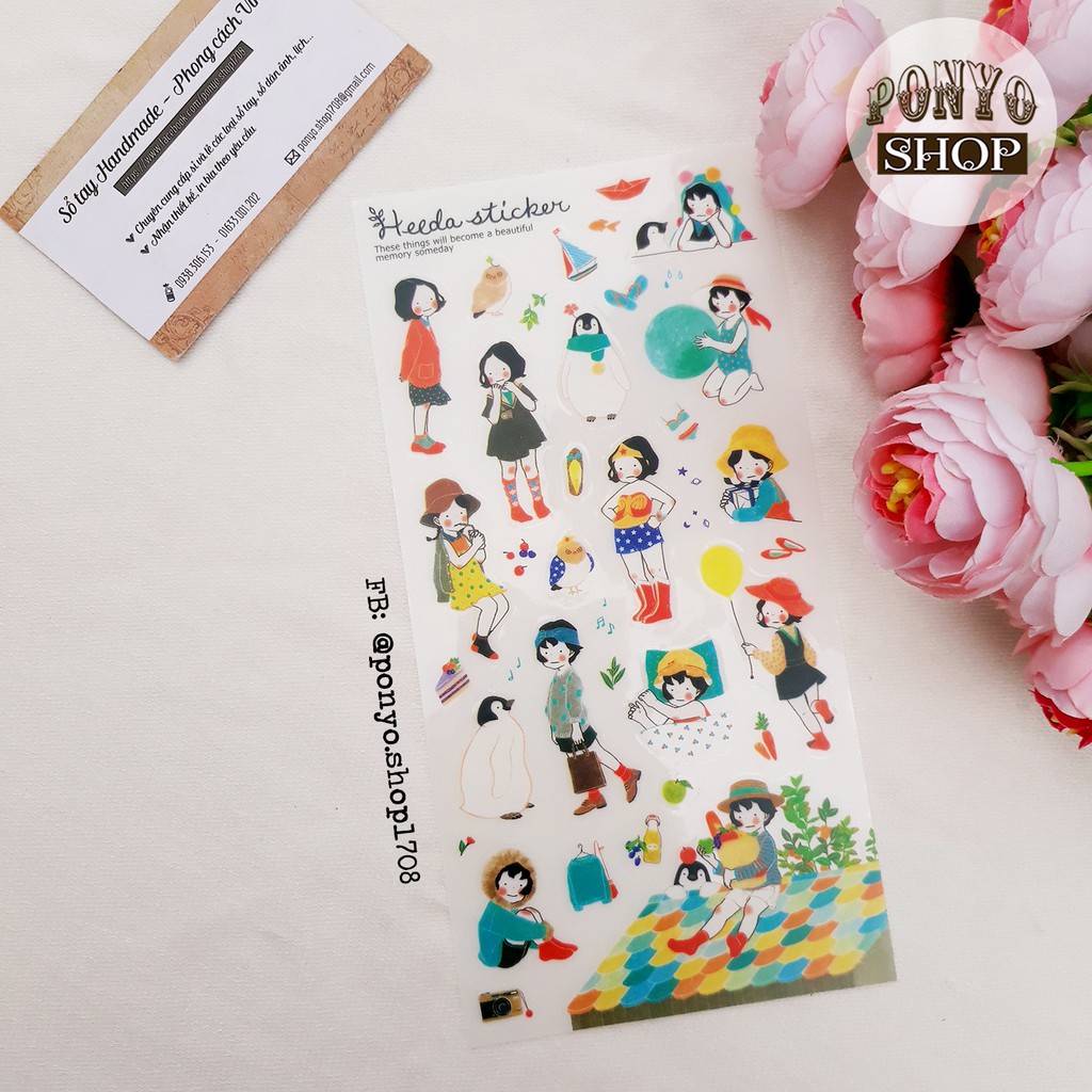 👒 Bộ 6 sticker cô bé Heeda dễ thương trang trí sổ tay