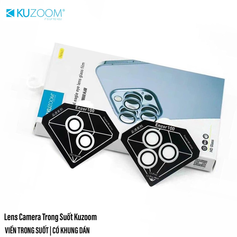 (ĐÃ CÓ 14 SERIES)Ốp viền kính bảo vệ camera siêu mỏng camera Kuzoom Clear cho iPhone 11-14promax