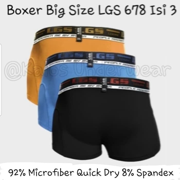 Quần Lót Boxer Size Lớn 3-3 Màu Cho Nam Lgs 678 2xl-3xl-4xl