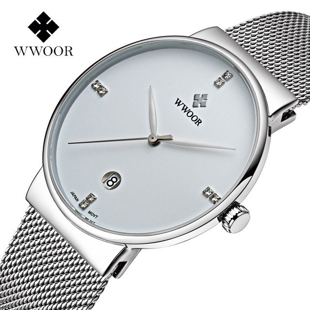 MT Đồng hồ nam WWOOR 8018 dây lưới máy mỏng Fullbox hàng hiệu 6 #8