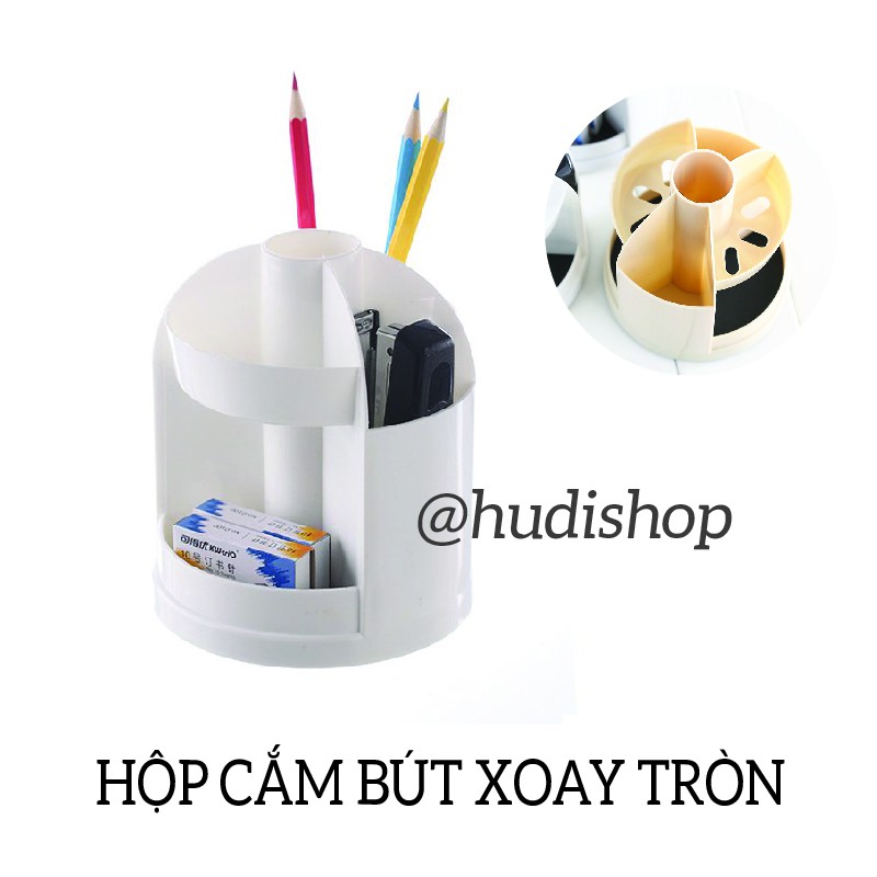 Hộp Bút Xoay Tròn Để Bàn - Hộp Đựng Bút, Văn Phòng Phẩm, Đồ Dùng Cá Nhân - Hudishop GD350