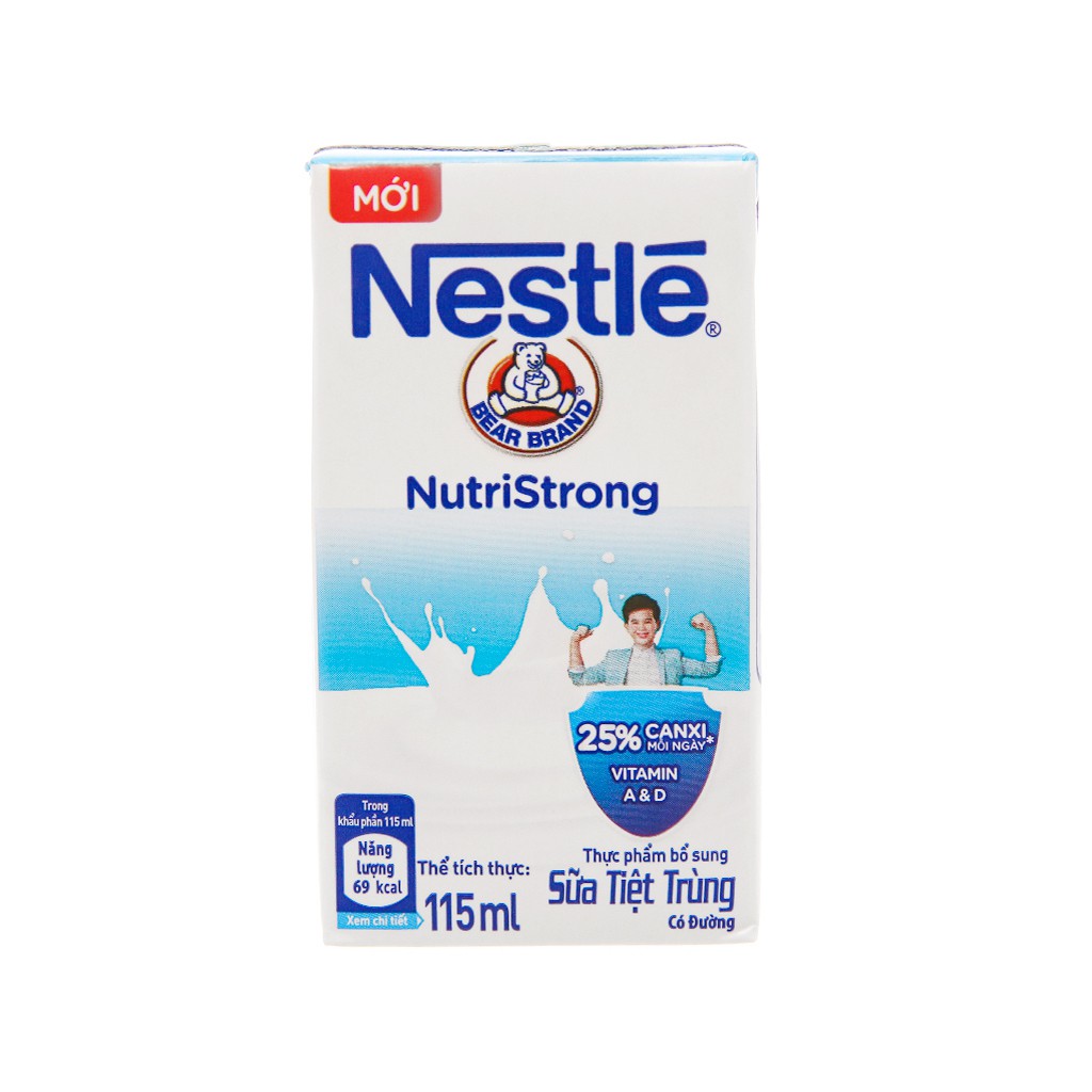 Thùng 48 hộp sữa tiệt trùng có đường Nestlé NutriStrong 115ml