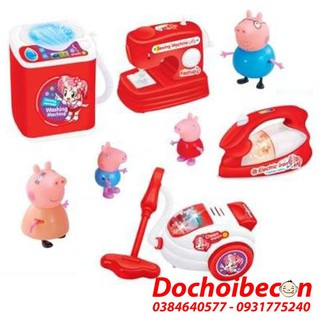 Hộp đồ chơi bếp 4 món + gia đình peppa pig 2085 - dùng pin, có đèn, âm thanh