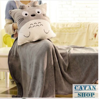 Gối mền TOTORO 3 in1, nỉ nhung siêu mịn, bộ chăn gối văn phòng, du lịch GD39-GMTOTO