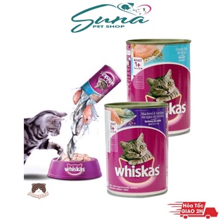 Pate Whiskas Lon 400gr vị cá Ngừ và Cá Biển thơm ngon