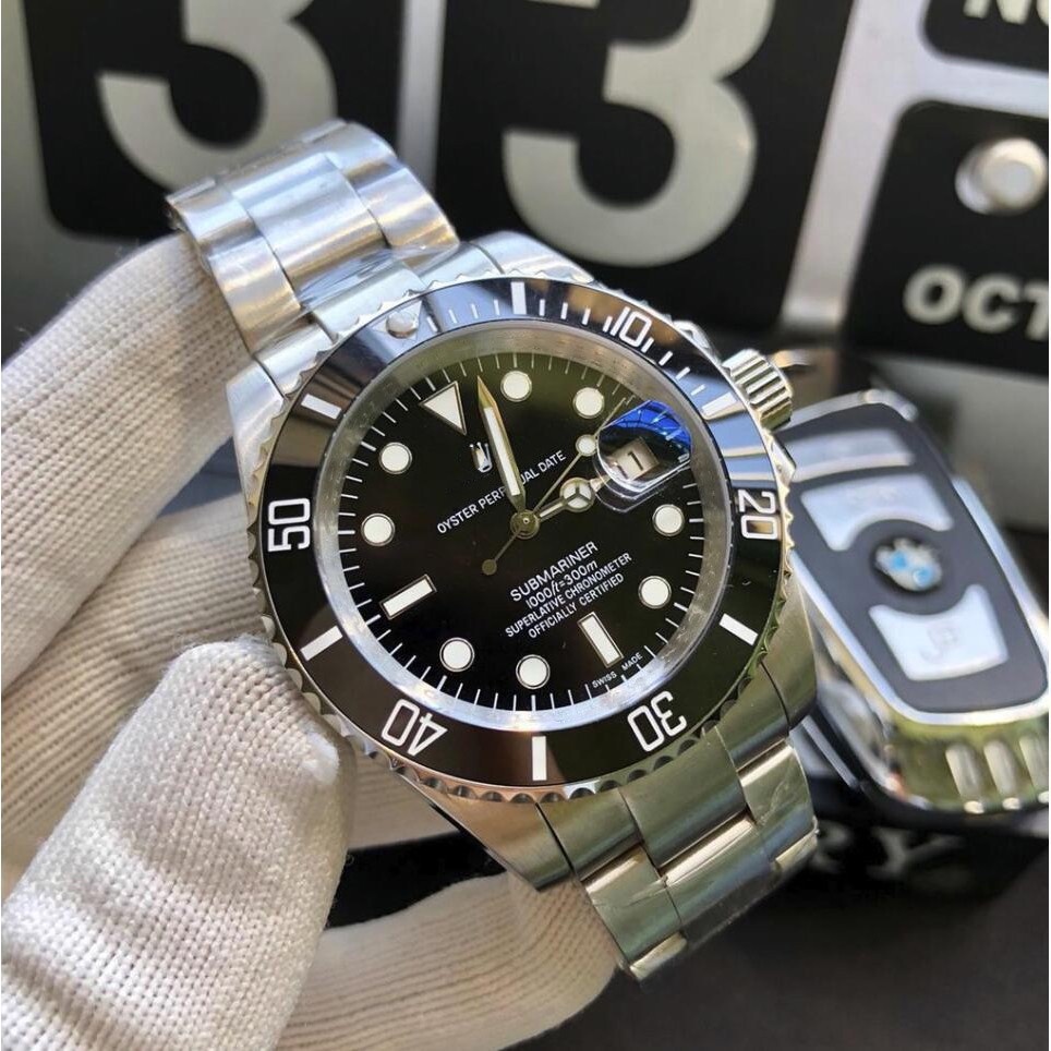 Đồng Hồ Nam Automatic Tọa Độ Submariner , Size 41mm , Dây Thép , Viền Màu