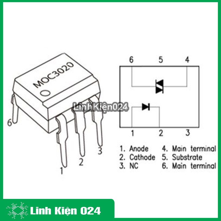 Linh kiện MOC3020 cách ly quang chân cắm DIP6
