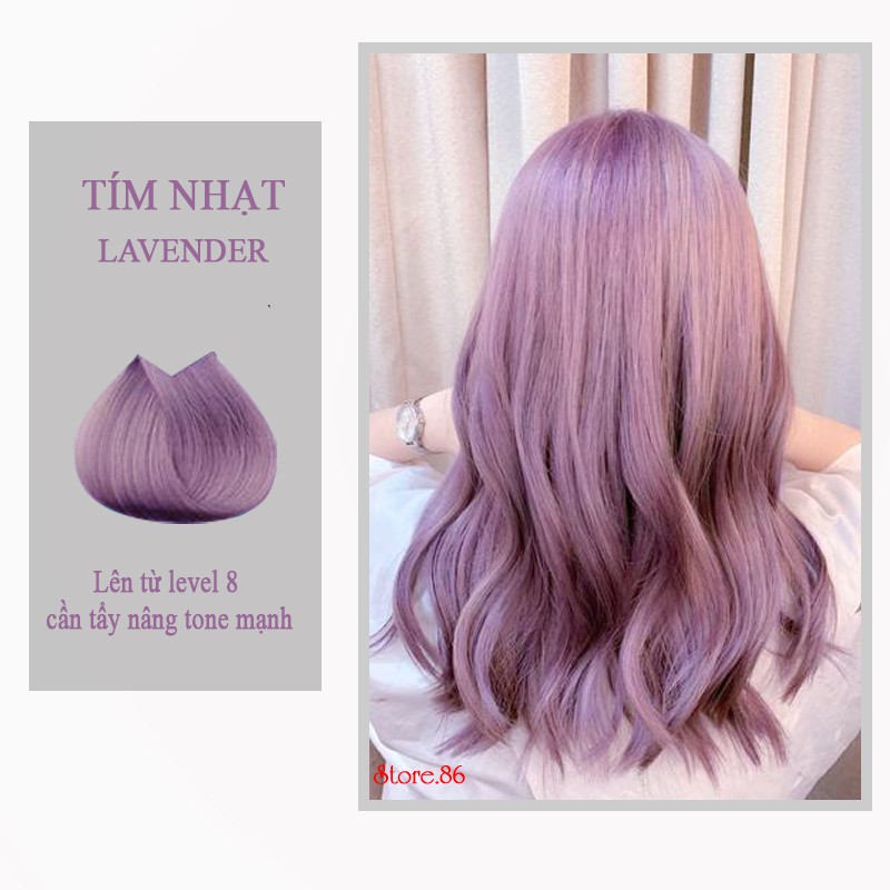 Thuốc nhuộm tóc LIGHT LAVENDER - TÍM LAVENDER NHẠT màu nhuộm lên mầu chuẩn tone kem nhuộm an toàn không sót mùi thơm