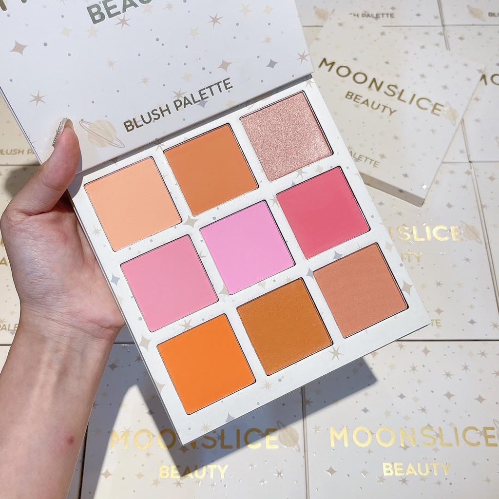 Bảng phấn má hồng 9 ô Moon Slice Beauty Brush Palette tạo khối và bắt sáng tự nhiên bám màu lâu trôi