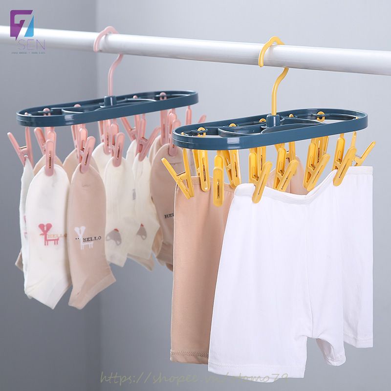 Móc Chùm Kẹp Phơi Quần Áo, Móc Phơi Tất Chất Liệu Nhựa ABS