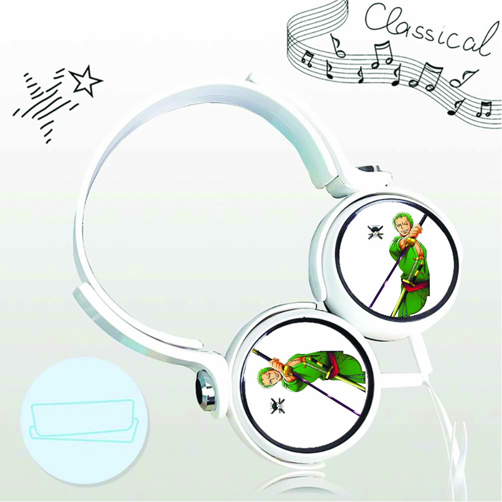 Tai nghe chụp Zoro thiết kế thông minh cá tính cắm dây có mic chibi