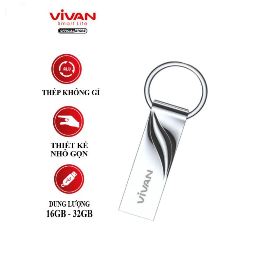 New Thiết Bị Lưu Trữ USB 16GB/32GB VIVAN VF316/332 Flash Drive Đầu Kim Loại Siêu Nhẹ