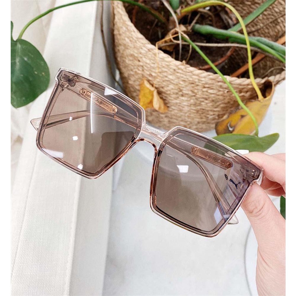 Kính Mát Gọng Vuông Oversize Màu Gradient Phong Cách Hàn Quốc Dễ Phối Đồ Thời Trang Cho Nữ