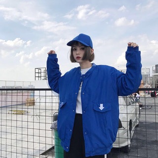 [Có Sẵn] Áo khoác bomber xanh (chần bông)
