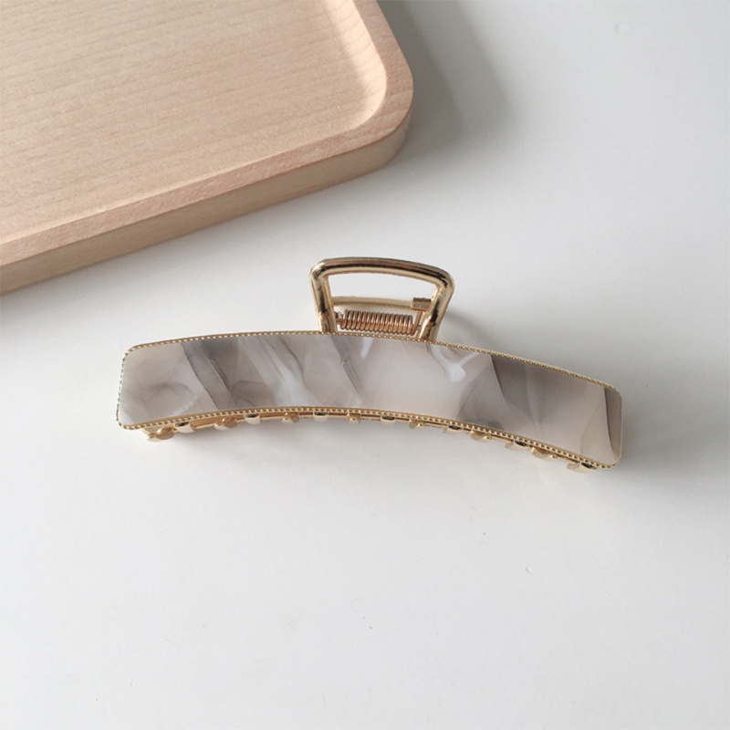 Kẹp Tóc Càng Cua Lớn Tráng Men Acetate Bằng Kim Loại Họa Tiết Đá Cẩm Thạch Cổ Điển Hàn Quốc Chống Trượt Cho Nữ