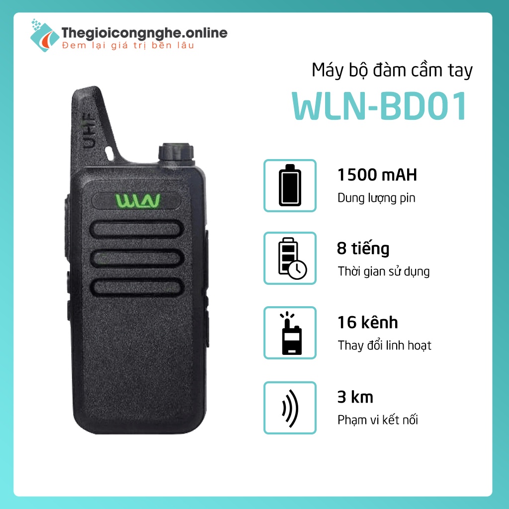 Bộ đàm mini WLN-BD01 phát thanh lớn kích thước siêu mỏng